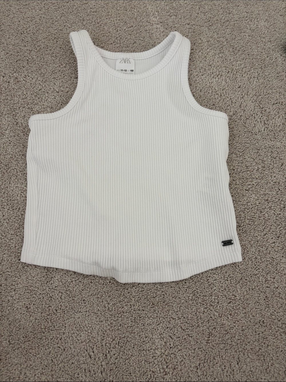 Zara Kids Ribbed White Tank Top